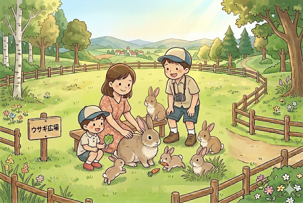 ウサギ広場のイラスト